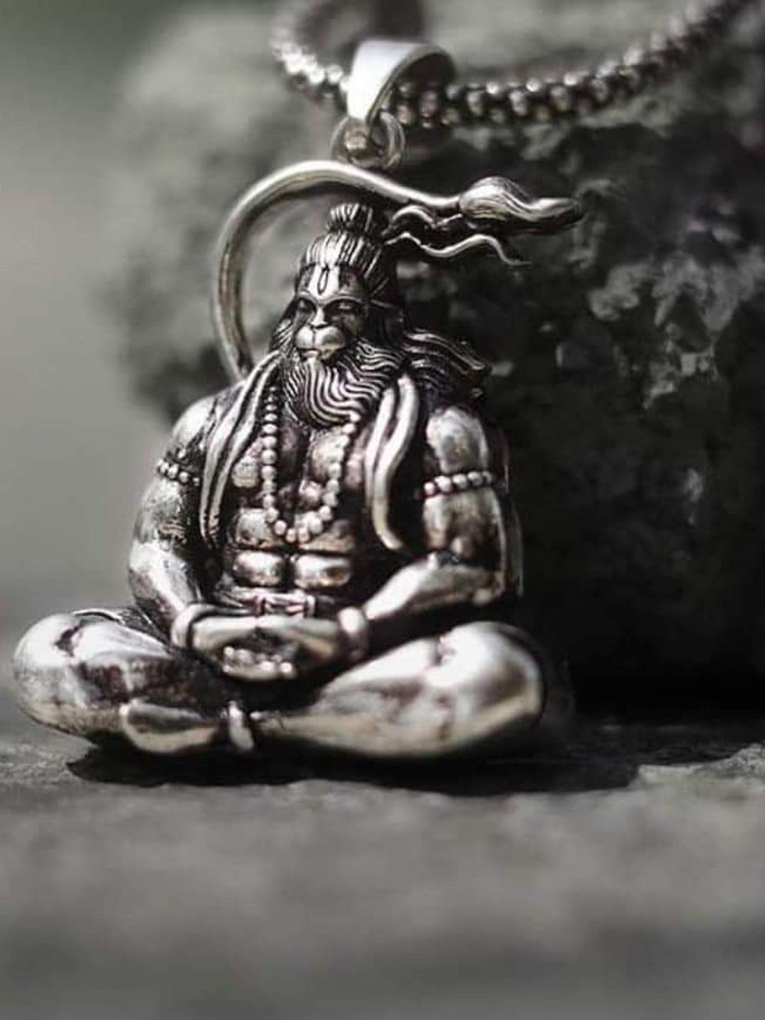 RV Jewels Unisex Stainless Steel Silver-Plated Hanuman ji Circular Shaped Pendant-picture-10