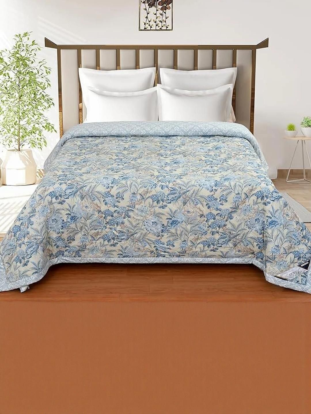 Doristyle Blue 500 GSM Checked Microfiber Double Bed Comforter-image-25