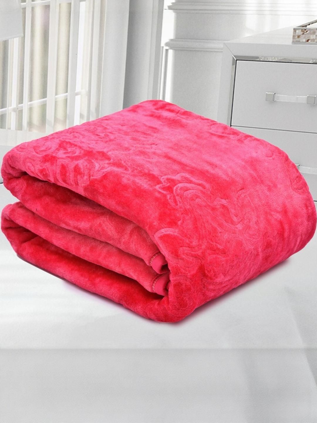 Doristyle Pink 300 GSM SOLID MINK Single Bed Blanket-picture-31