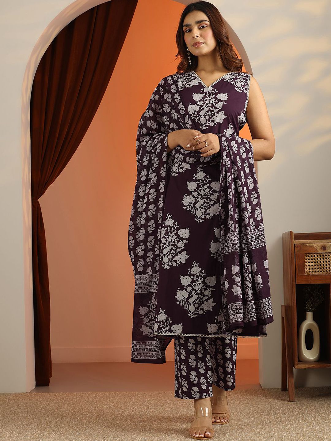 Libas Women Floral Printed Kurta with Palazzo & Dupatta-image-38