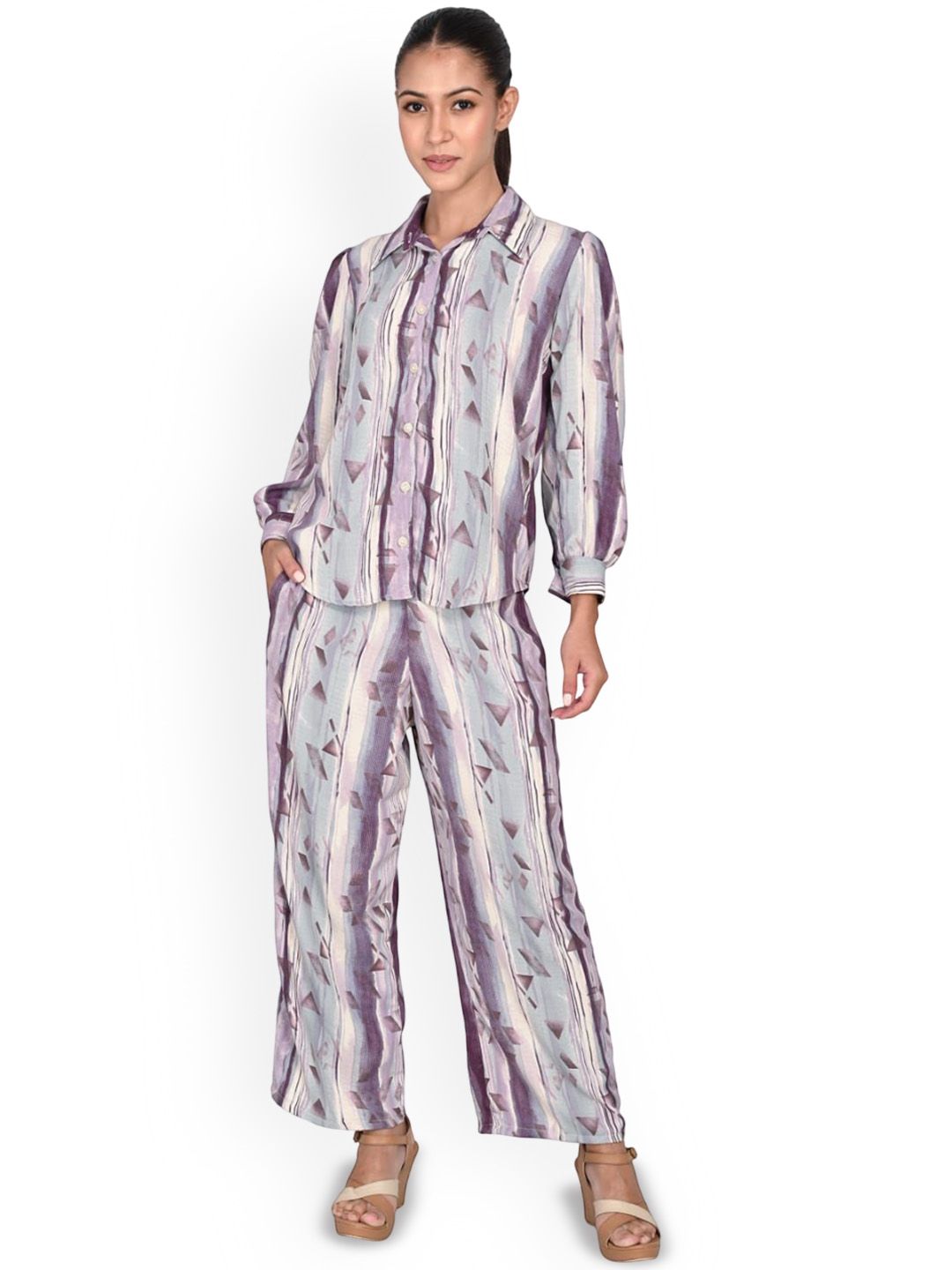 FELLAMO Printed Shirt Collar Shirt With Trousers Co-Ords-picture-37