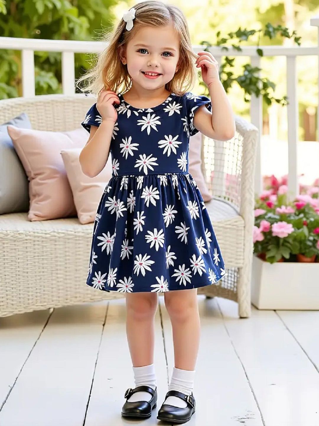 Billion Girls Floral Print Round Neck Fit & Flare Dress-picture-25