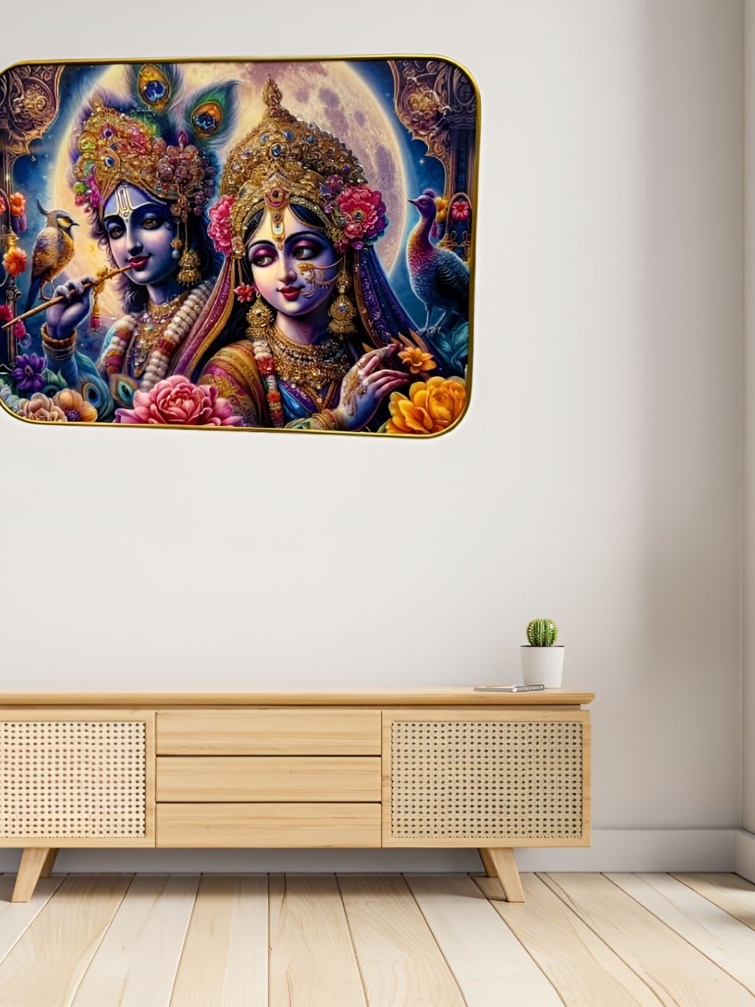 SHRI KHATU SHYAM CREATION Blue & Yellow Single Religious Wooden Wall Art-picture-21