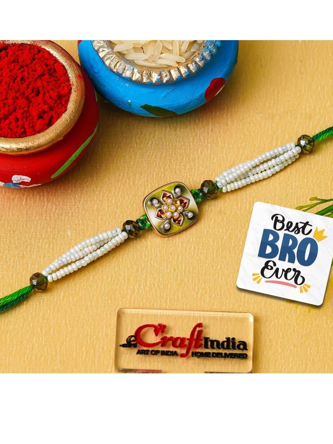 eCraftIndia Beaded Rakhi With Roli Rice & Magnet-picture-23