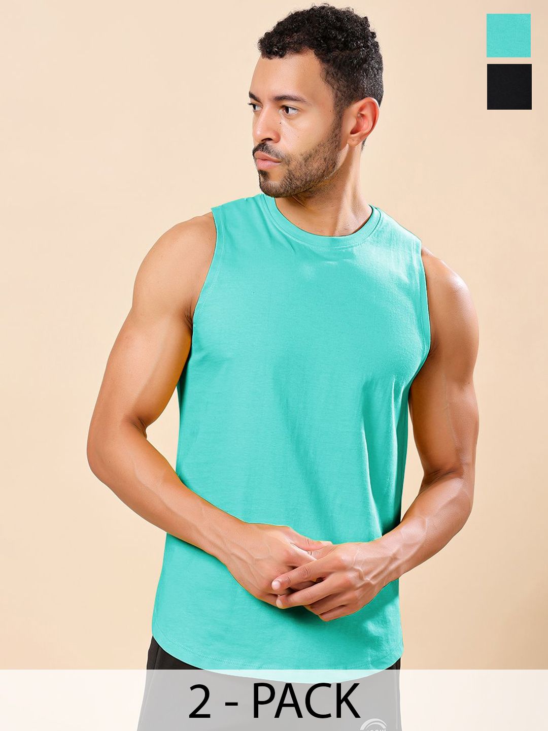 Friskers Pack Of 2 Pure Cotton Round Neck Gym Vests 200725AE-01-20-picture-17