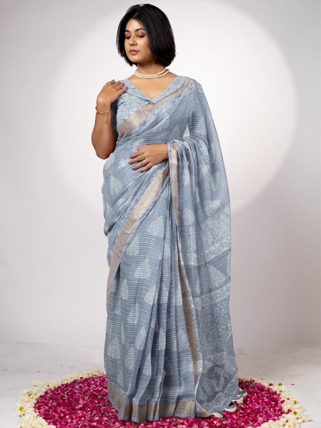 KALINI Ethnic Motifs Printed Block Print Saree-image-21