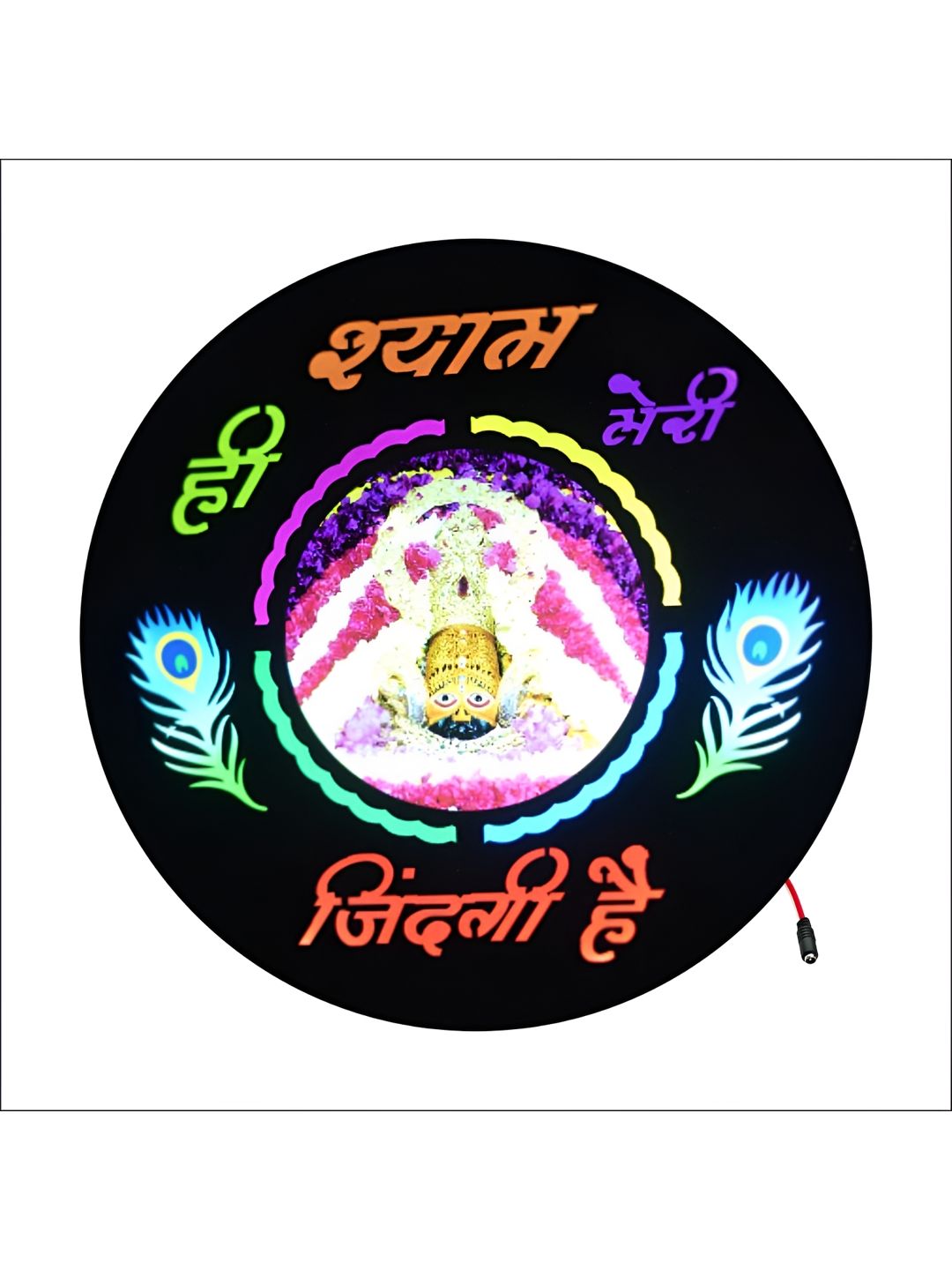 SHRI KHATU SHYAM CREATION Black & Blue Single Piece Wooden Religious Wall Arts-picture-21