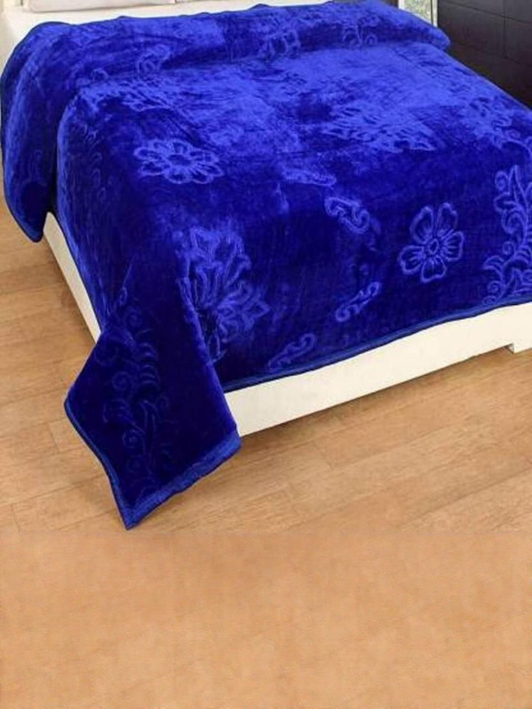 Doristyle Blue 300 GSM SOLID MINK Single Bed Blanket-picture-38