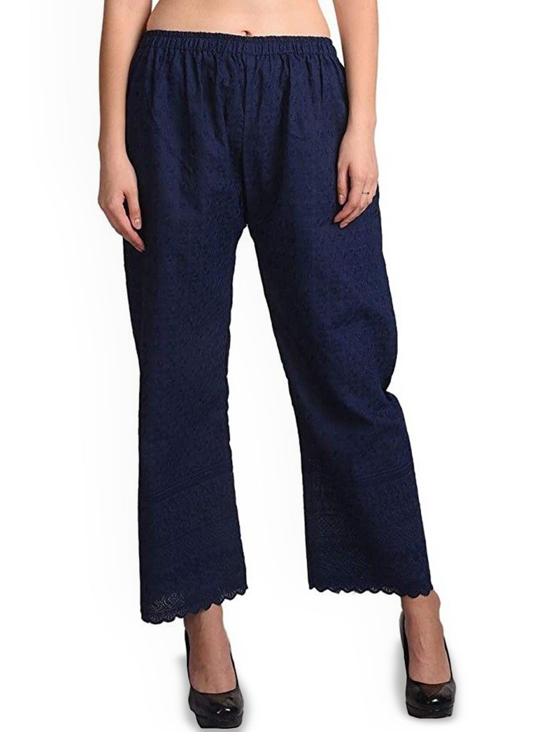 SRISARAS Women Geometric Self Design Regular Fit Mid-Rise Cotton Trousers-image-13