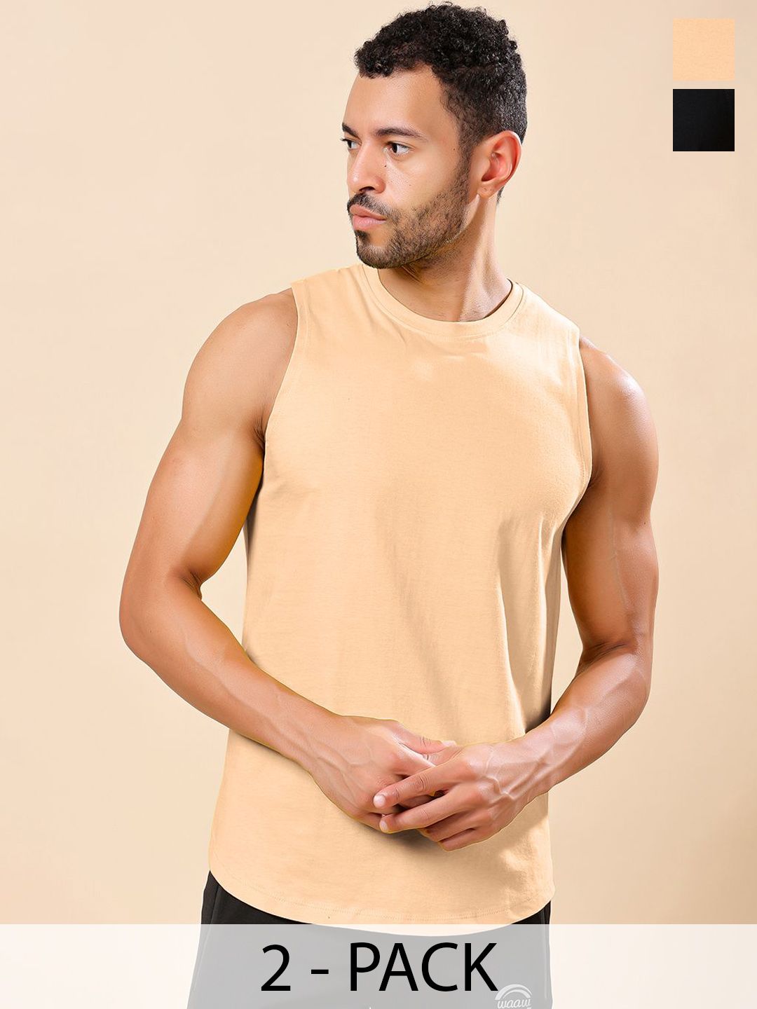 Friskers Pack Of 2 Pure Cotton Round Neck Gym Vests 200725AE-01-32-picture-24
