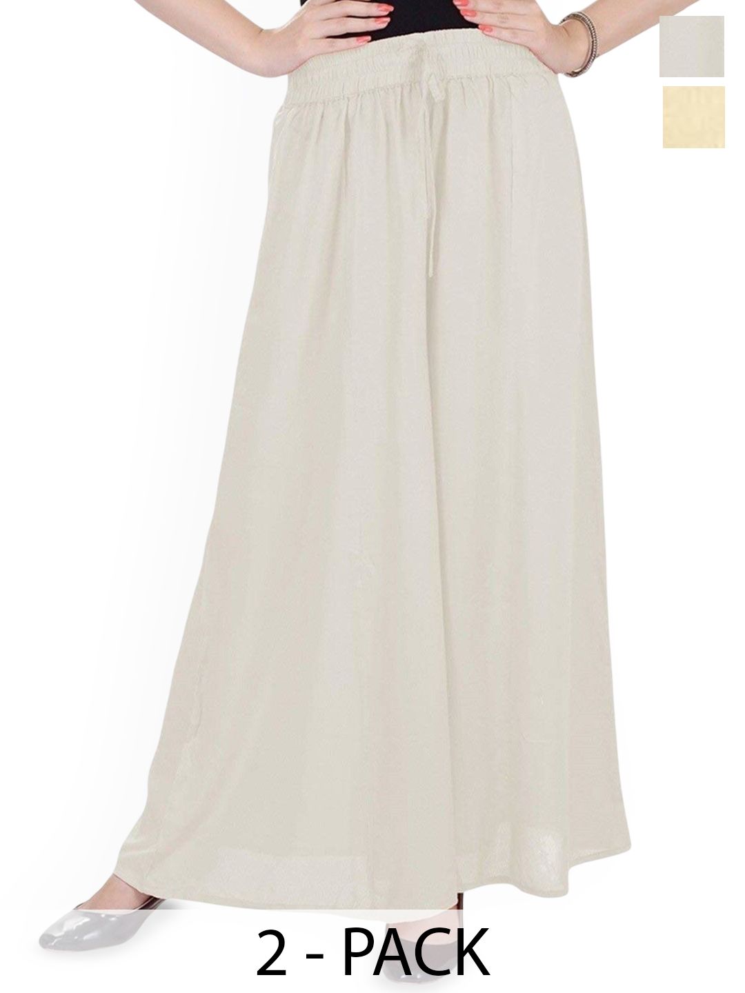 SRISARAS Women Pack of 2 Regular Fit Mid-Rise Pleated Trousers-picture-31