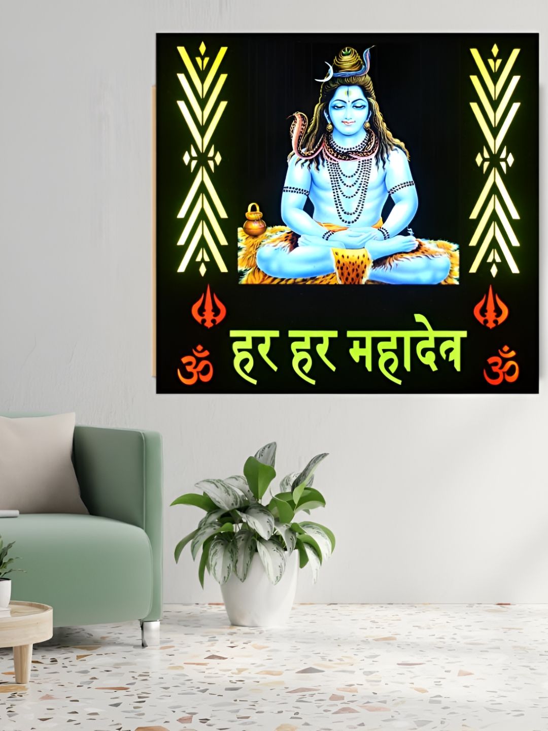 SHRI KHATU SHYAM CREATION Black & Blue Wooden Religious Wall Art-picture-18