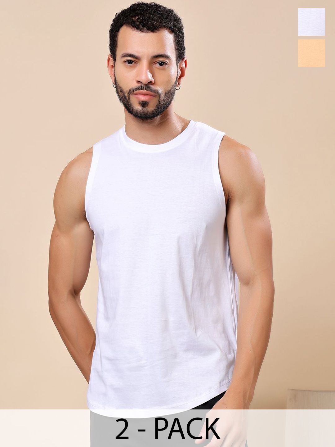 Friskers Pack Of 2 Pure Cotton Round Neck Gym Vests 200725AE-02-32-picture-30