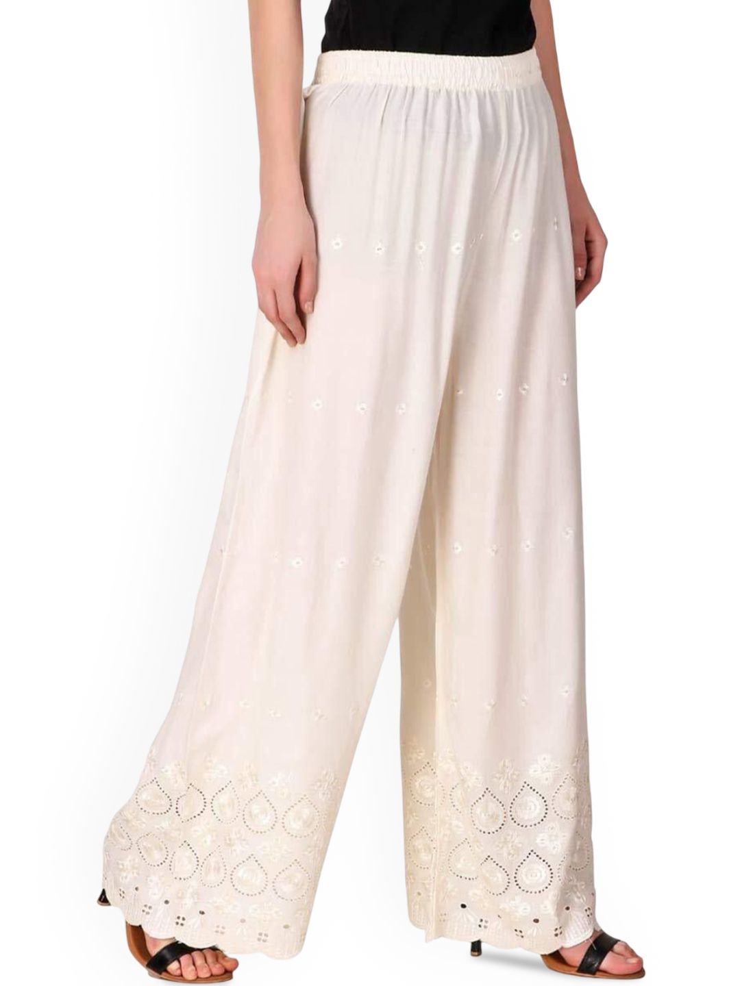 SRISARAS Women Floral Embroidered Wide Leg Regular Palazzos-picture-57
