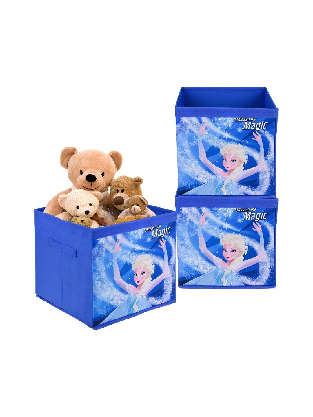 YK Blue & Navy Blue 3 Pieces Printed Storage Box Organisers-picture-20