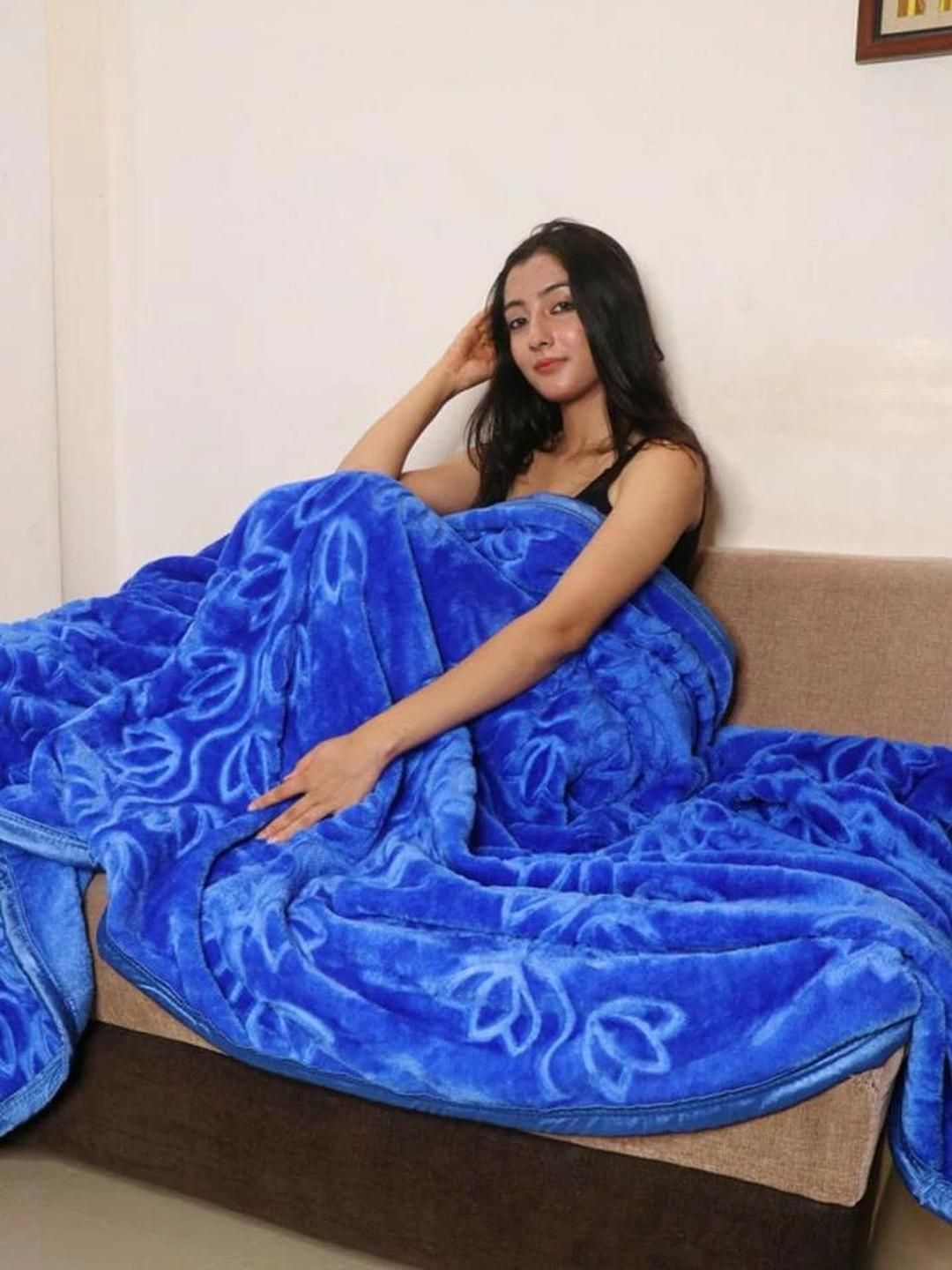 Doristyle Blue 300 GSM SOLID MINK Single Bed Blanket-picture-25