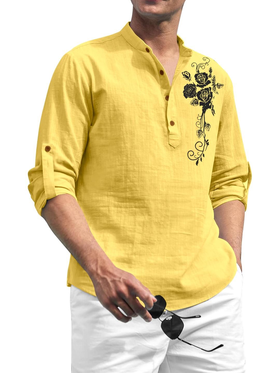 Fifth U Men Yellow Cotton Kurtas-picture-39