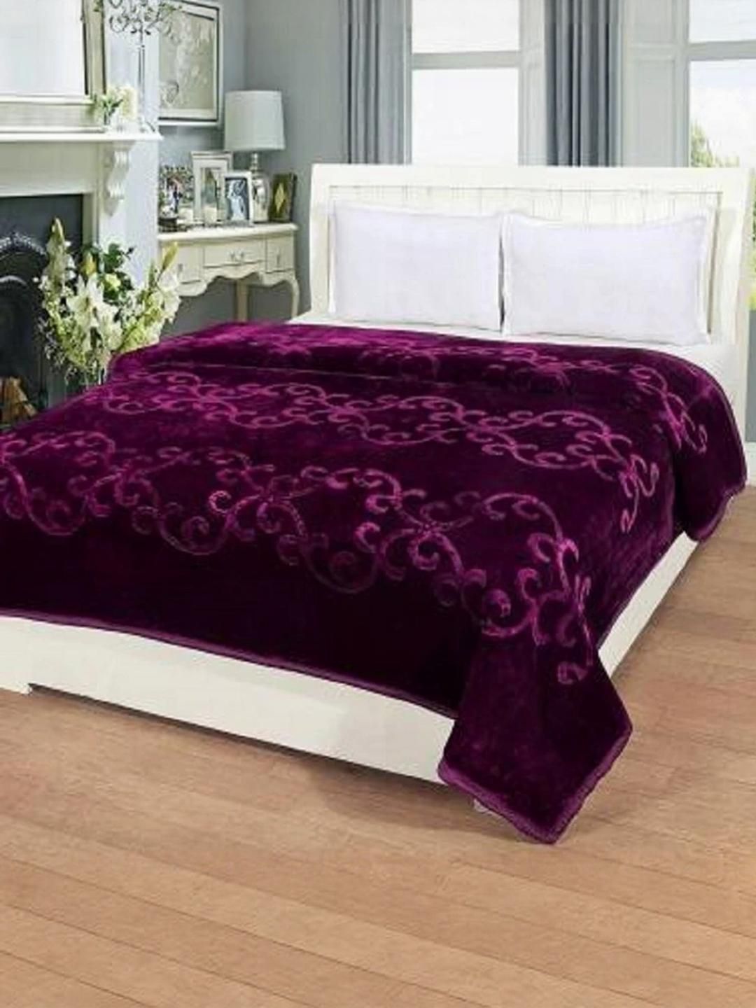 Doristyle Purple 300 GSM SOLID MINK Single Bed Blanket-picture-11
