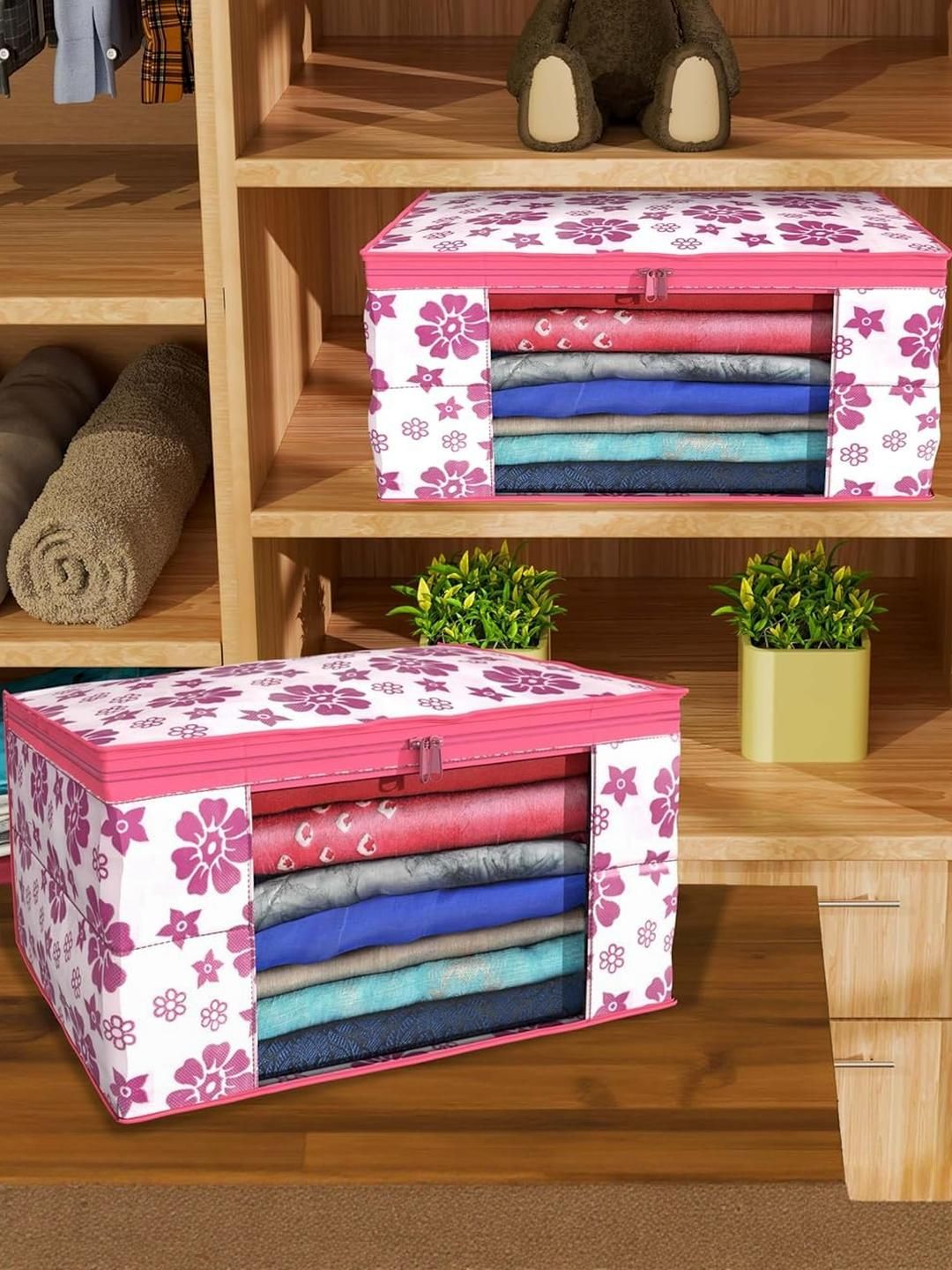 AMAK INC Pink Fabric Multi-Utility Wardrobe Organisers-picture-9