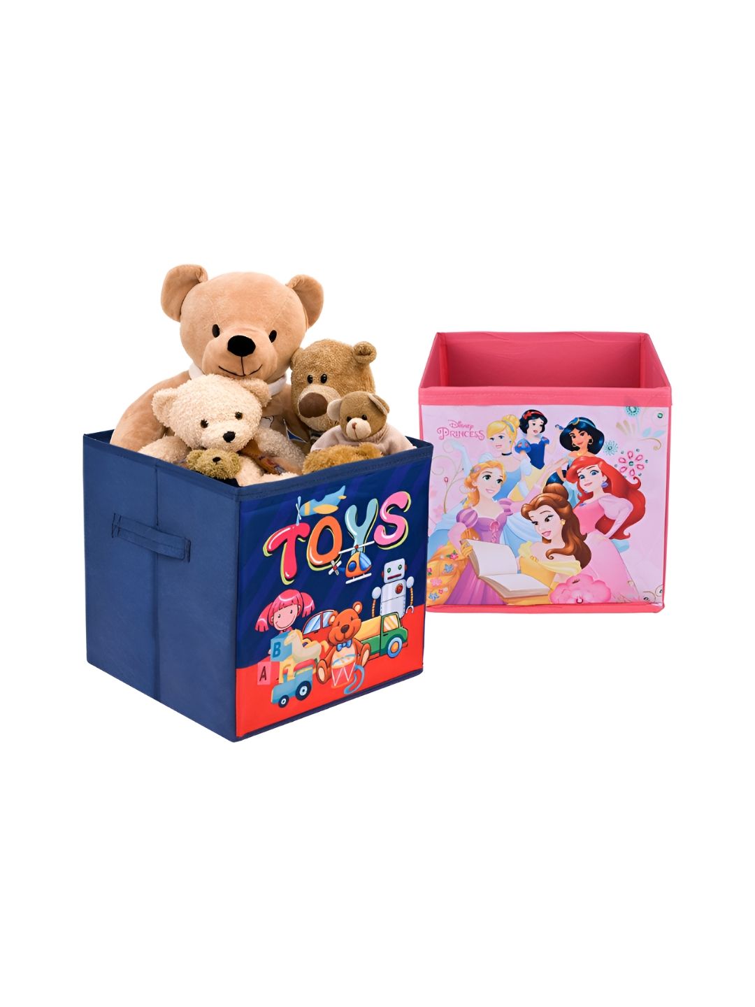 YK Navy Blue & Pink 2 Pieces Printed Storage Box Organisers-picture-33