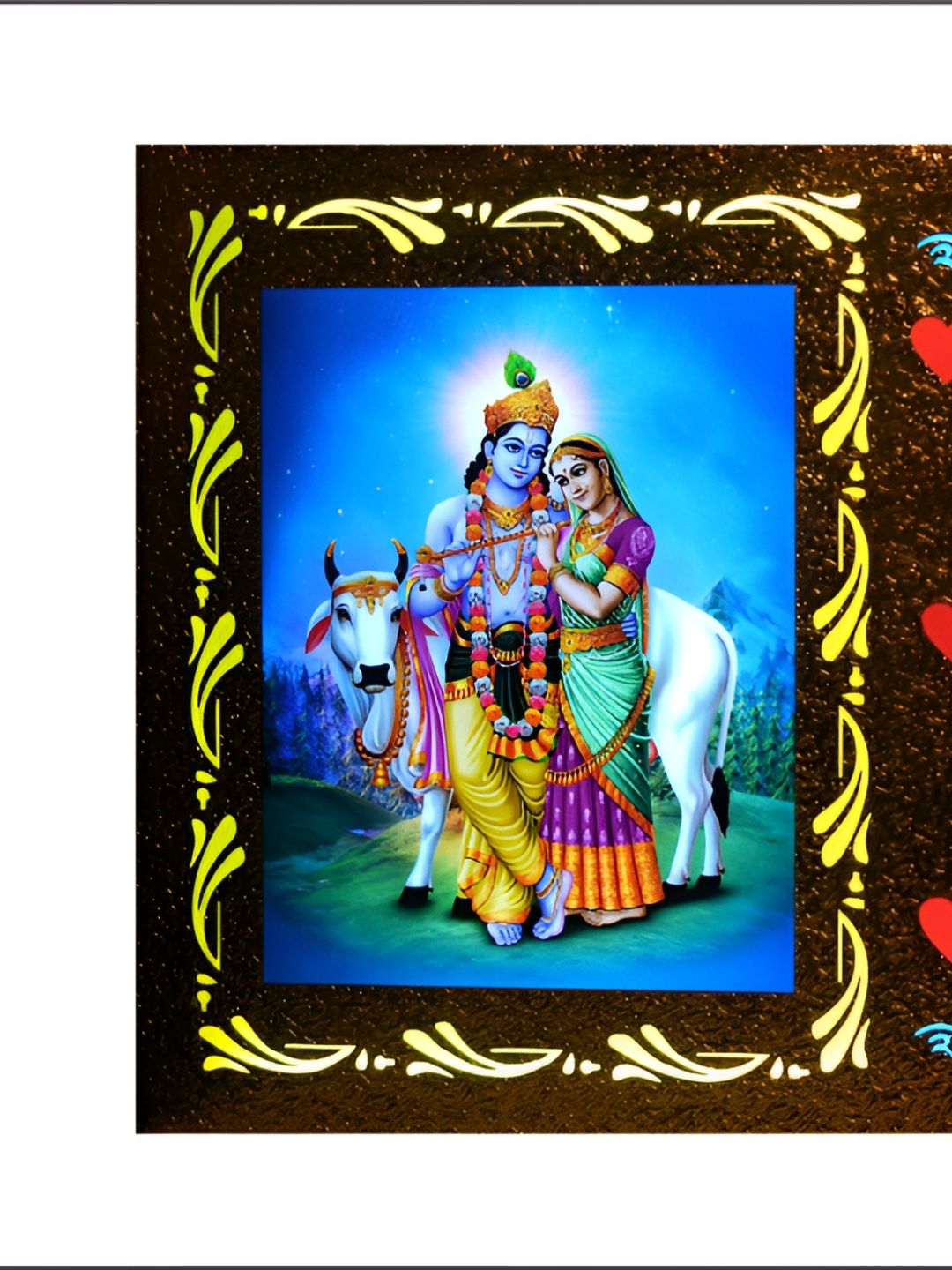 SHRI KHATU SHYAM CREATION Blue & Black Radha Krishna Printed Religious Wooden Wall Art-picture-16