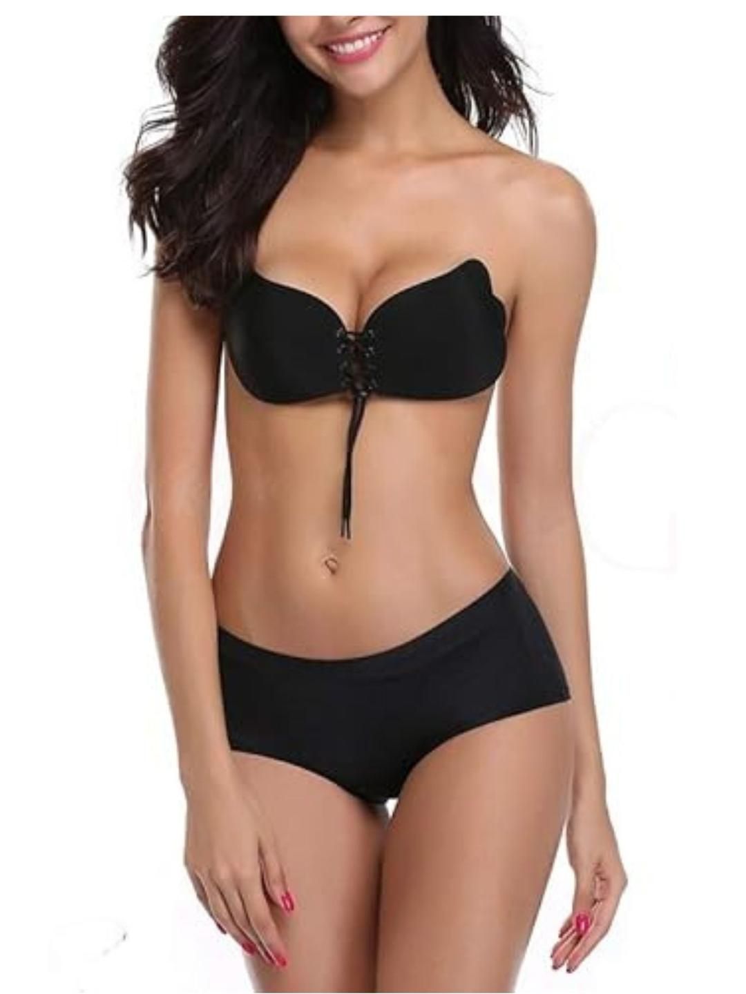 Kilvis Black Cotton Lightly Padded & Non-Wired Push-Up Bra