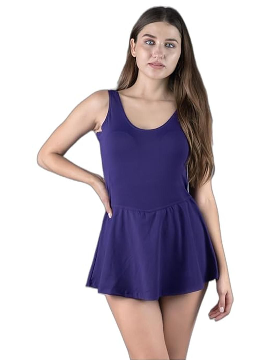 Rzlecort Women Solid Swim Dress-image-18