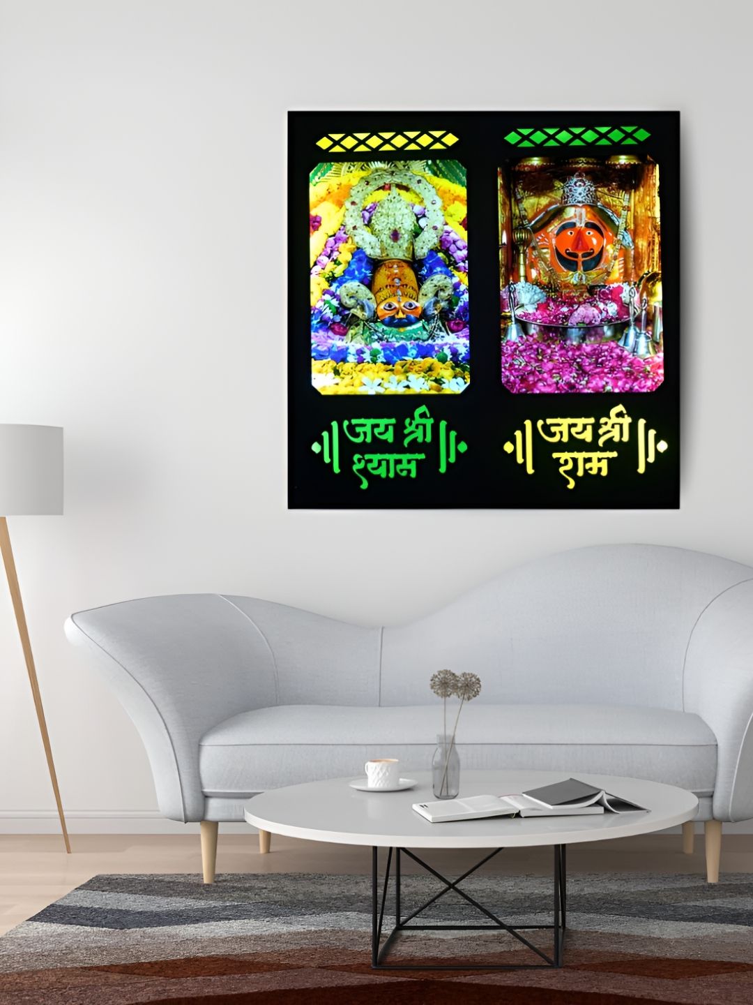 SHRI KHATU SHYAM CREATION Black & Yellow Single Piece Wood Religious Wall Photographs-picture-13