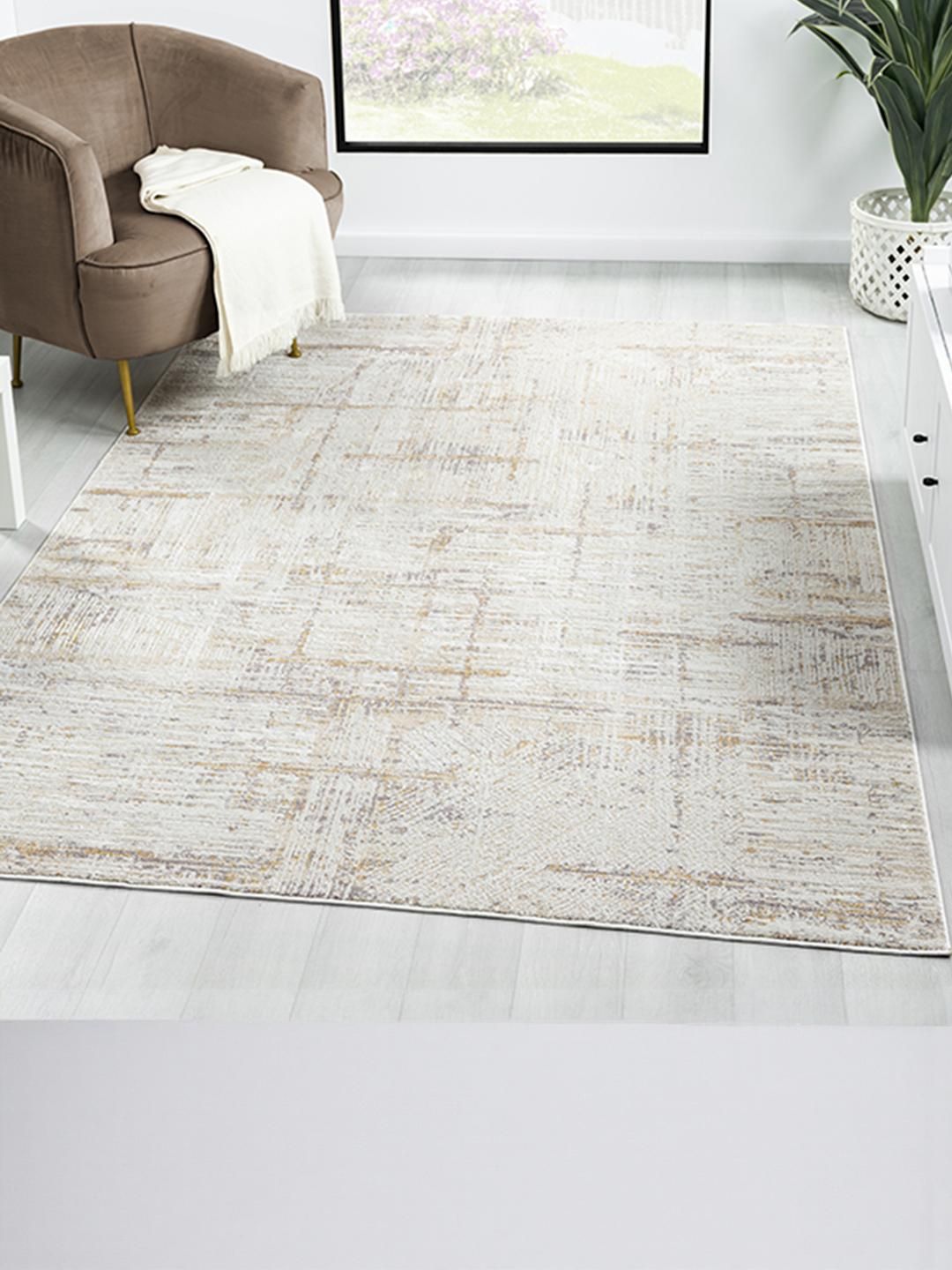 Kaleen India Silver Polyester Abstract Anti-Skid Carpets-picture-14