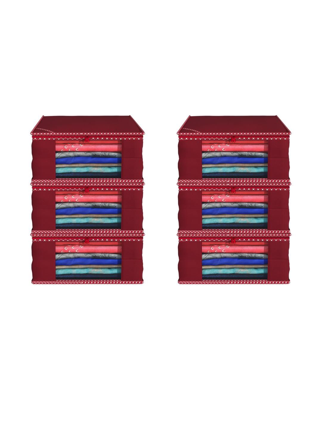 AMAK INC Maroon Fabric Multi-Utility Wardrobe Organisers-picture-48