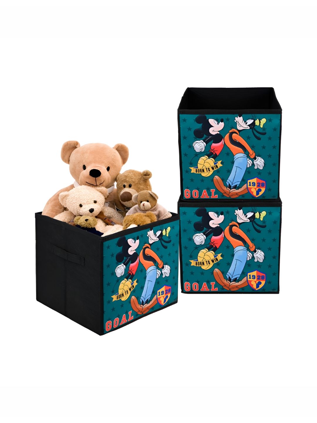 YK Black & Green 3 Pieces Goofy Printed Storage Box Organisers-picture-19