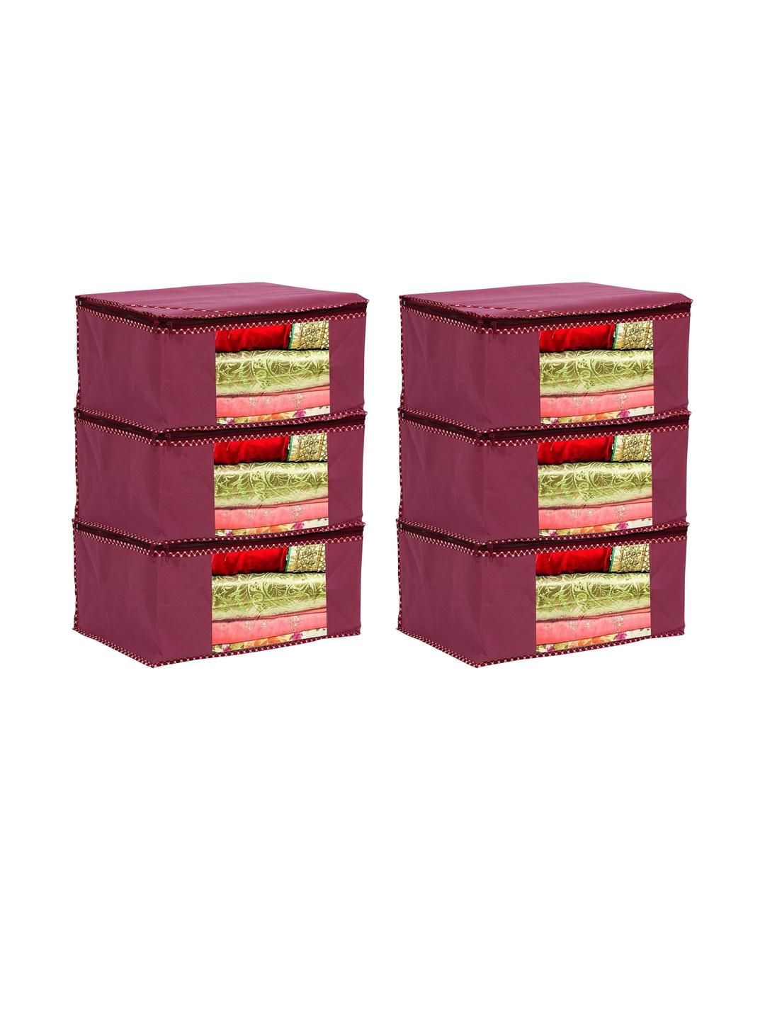 AMAK INC Maroon Fabric Multi-Utility Wardrobe Organisers-picture-43