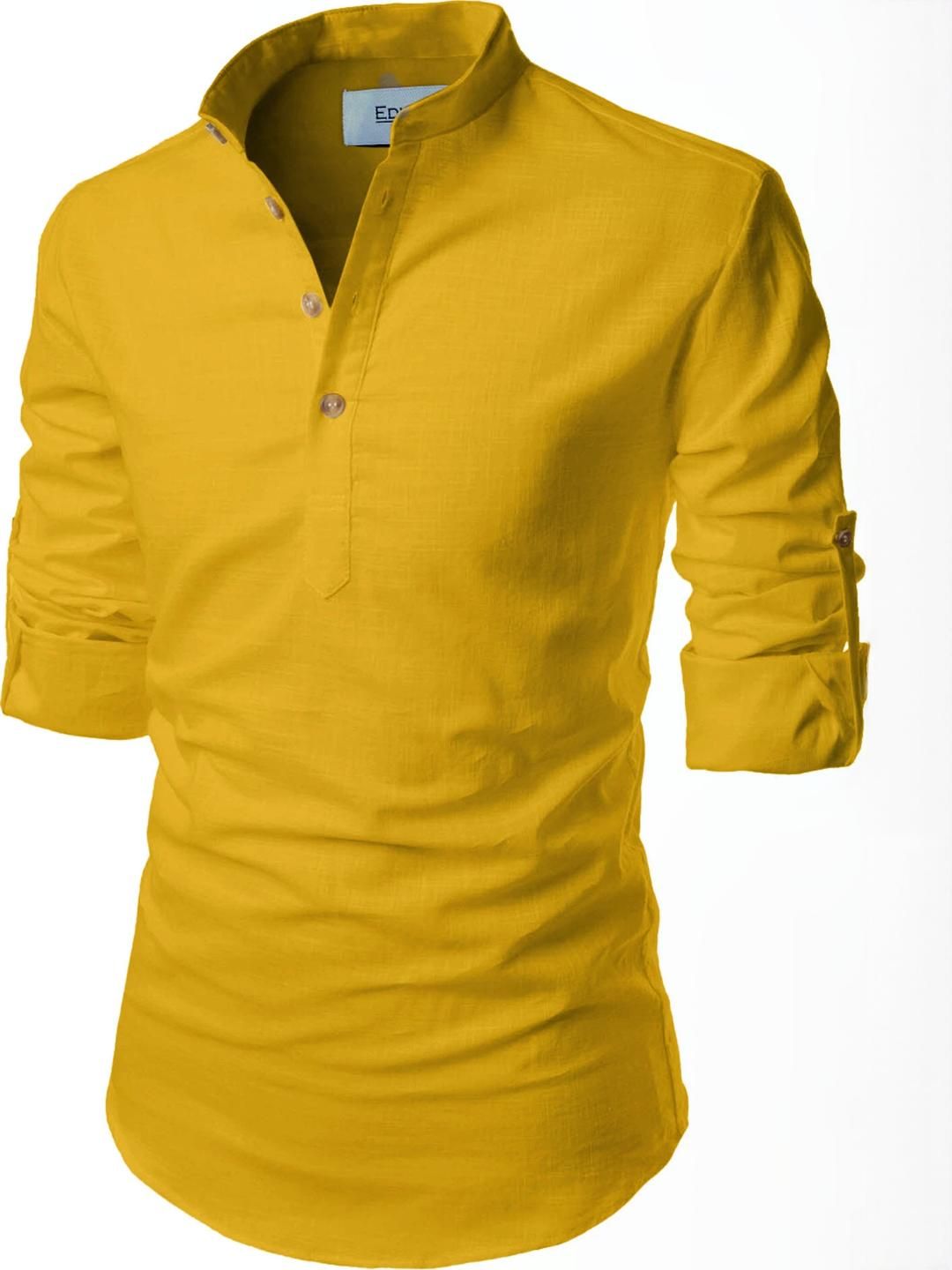 Edin Men Lime Green A-Line Blended Kurtas-picture-18