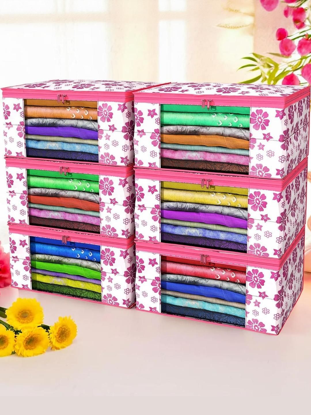 AMAK INC Pink Fabric Multi-Utility Wardrobe Organisers-picture-31