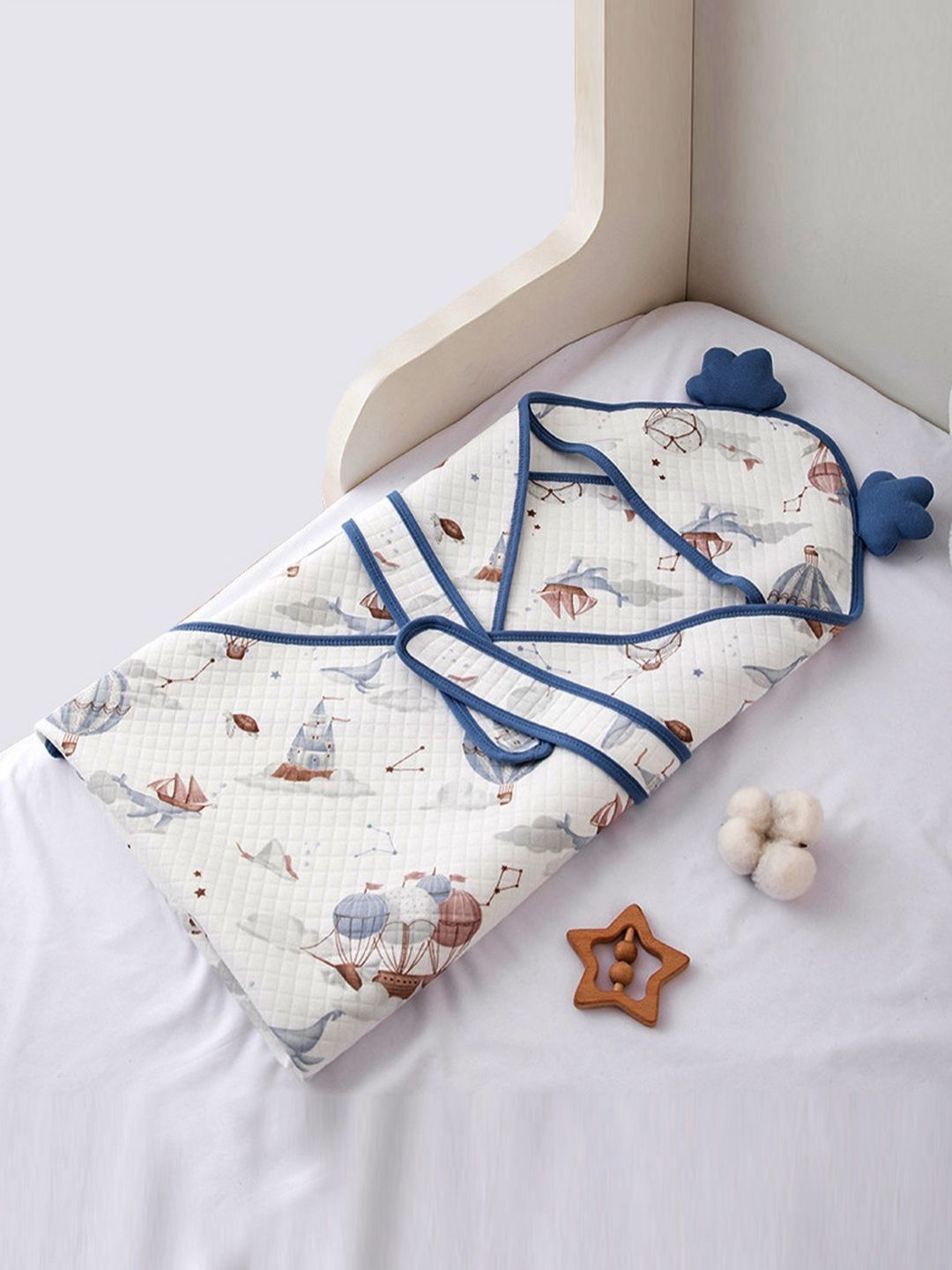 Little Surprise Box LLP Blue & White Super Soft Breathable Muslin Cotton Blanket