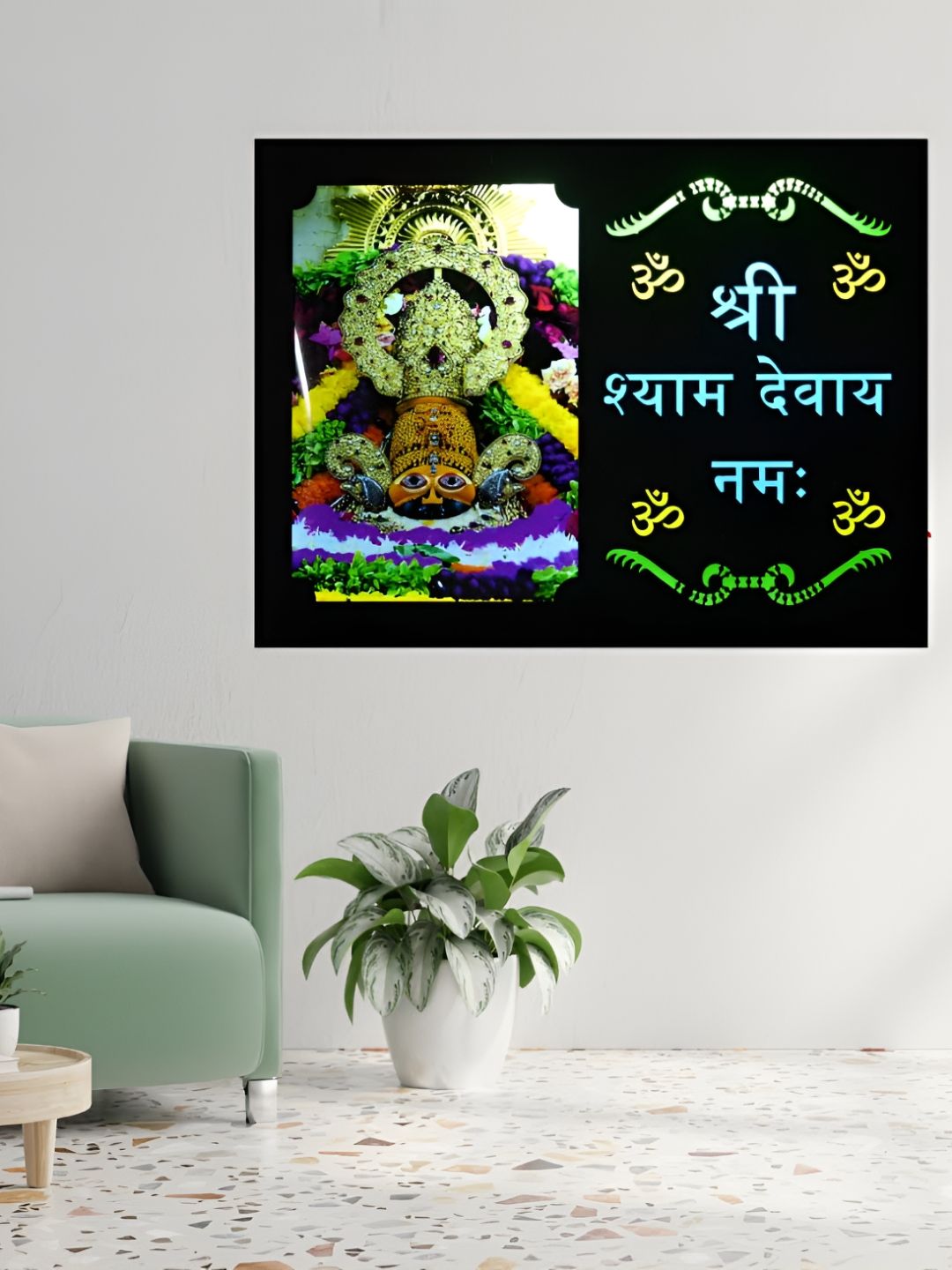 SHRI KHATU SHYAM CREATION Black & Yellow Religious Wooden Wall Art-picture-23