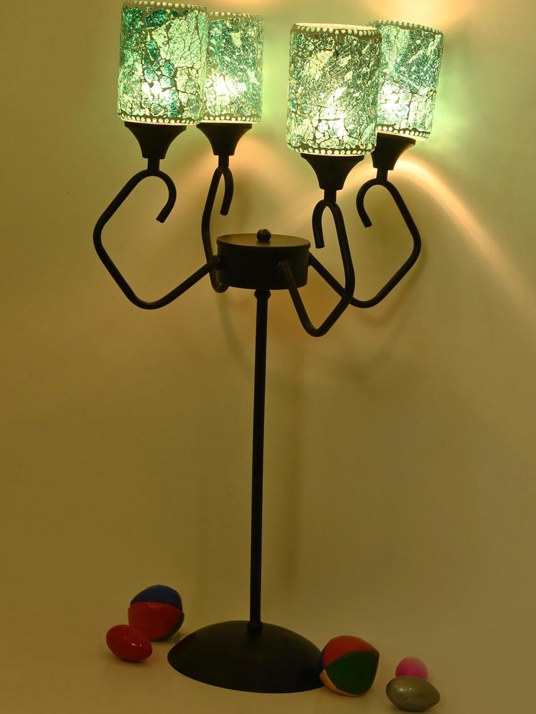 SOMIL Modern Floor Lamp with Metal Base and Four Designer Glass Shades-image-4