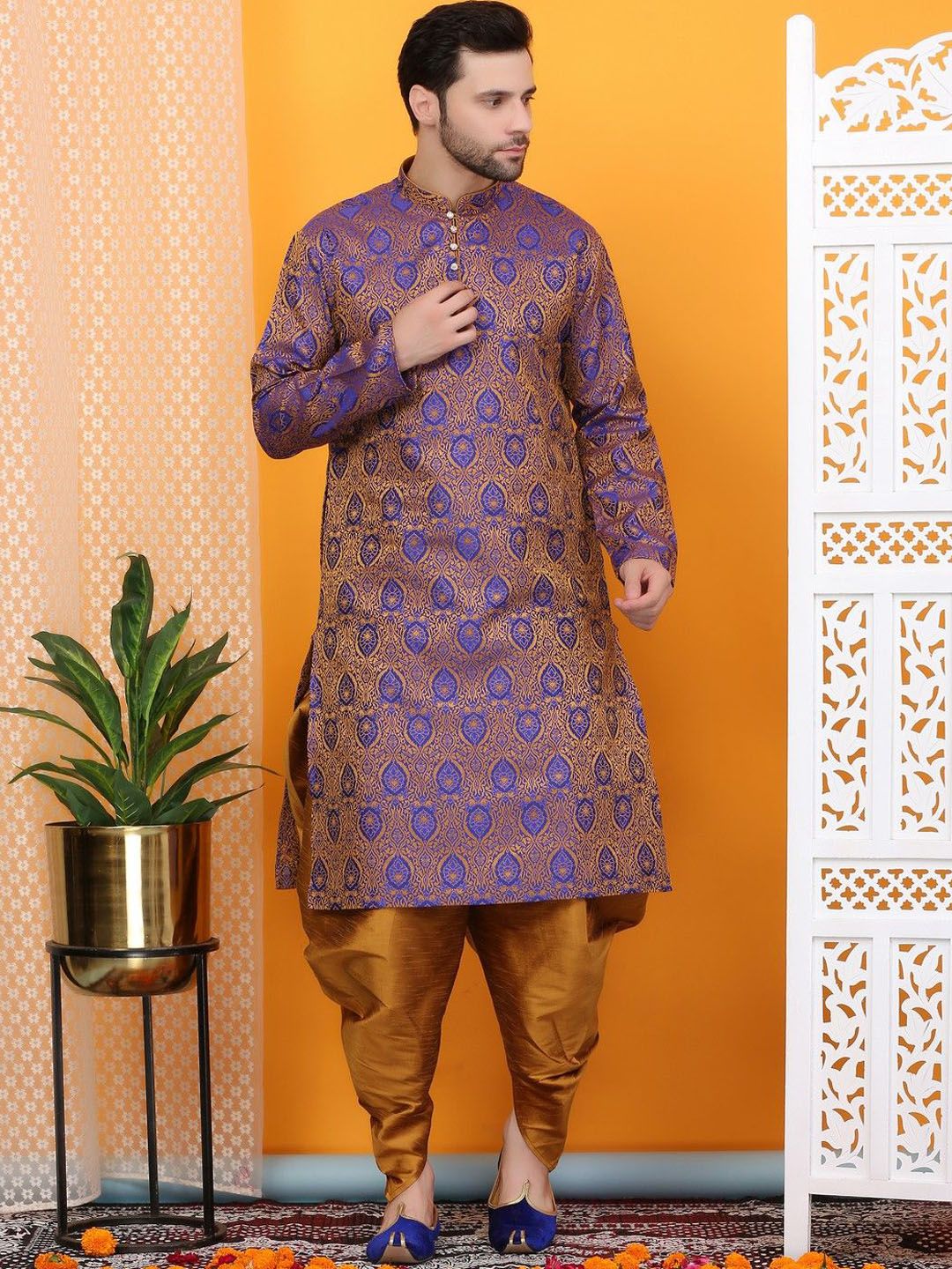 Sydney Heights Men Woven Design Kurta with Dhoti Pants-picture-30
