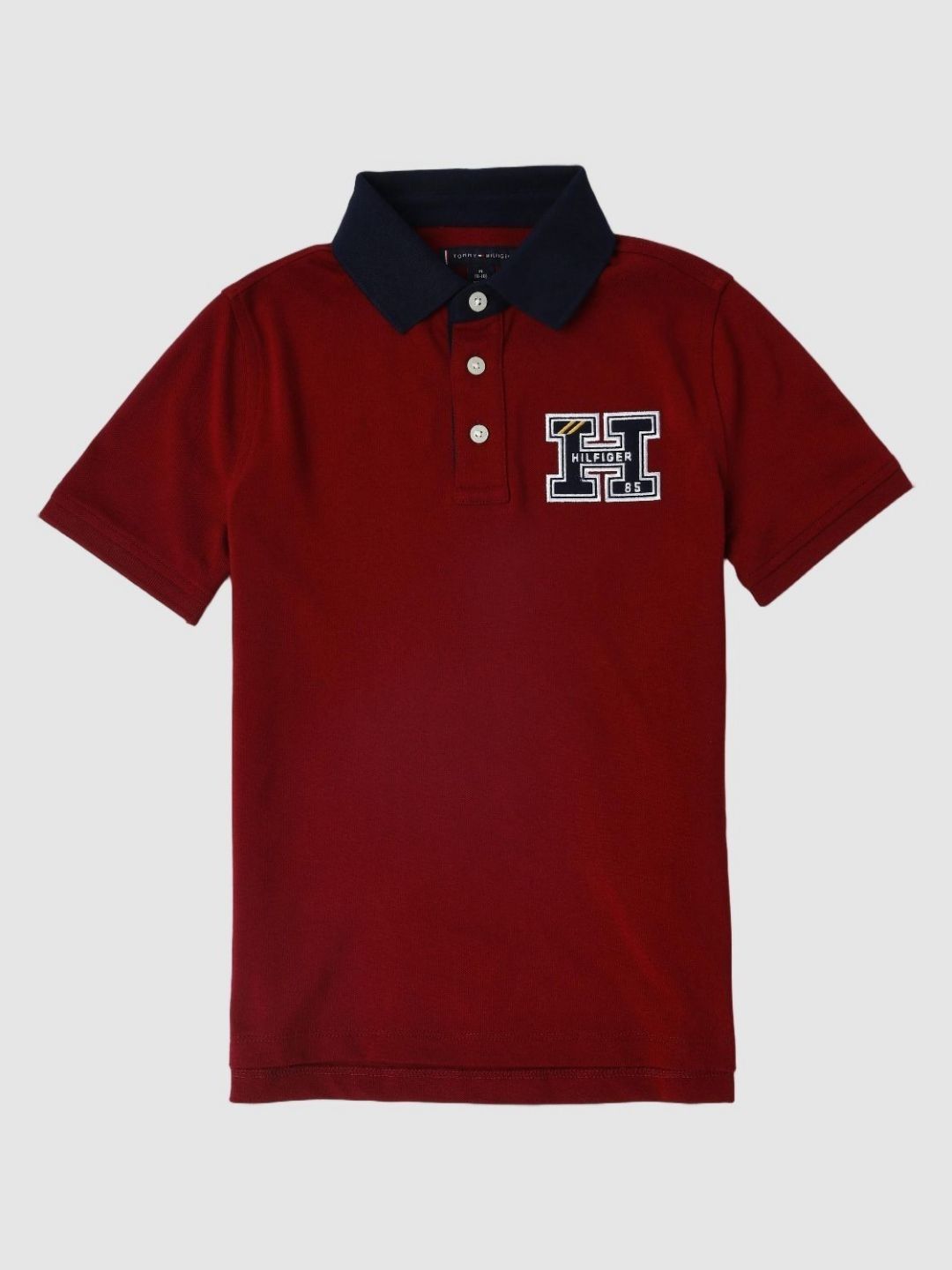 Tommy Hilfiger Boys Brand Logo Printed Polo Collar Cotton T-shirt