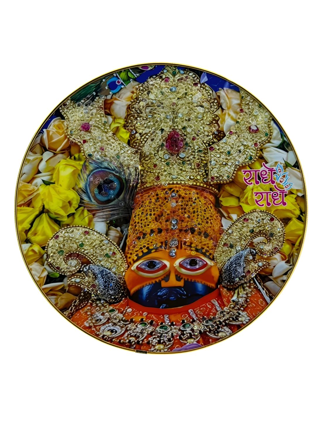 SHRI KHATU SHYAM CREATION Yellow & Green Goddess Printed Wooden Wall Art-picture-29