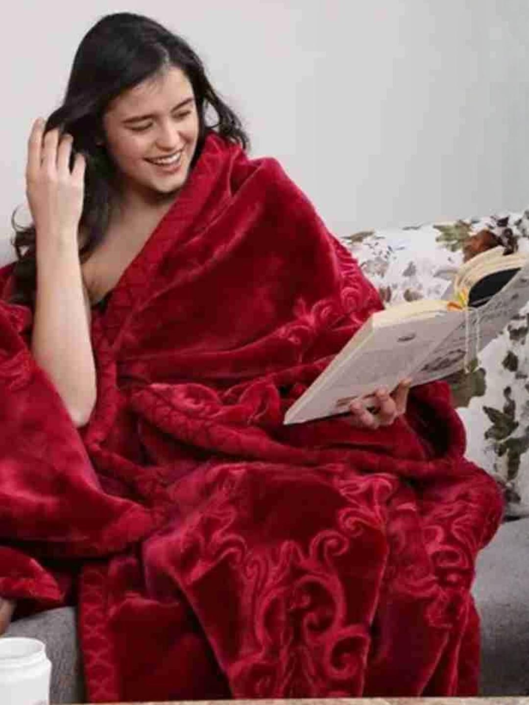 Doristyle Maroon 300 GSM SOLID MINK Single Bed Blanket-picture-26