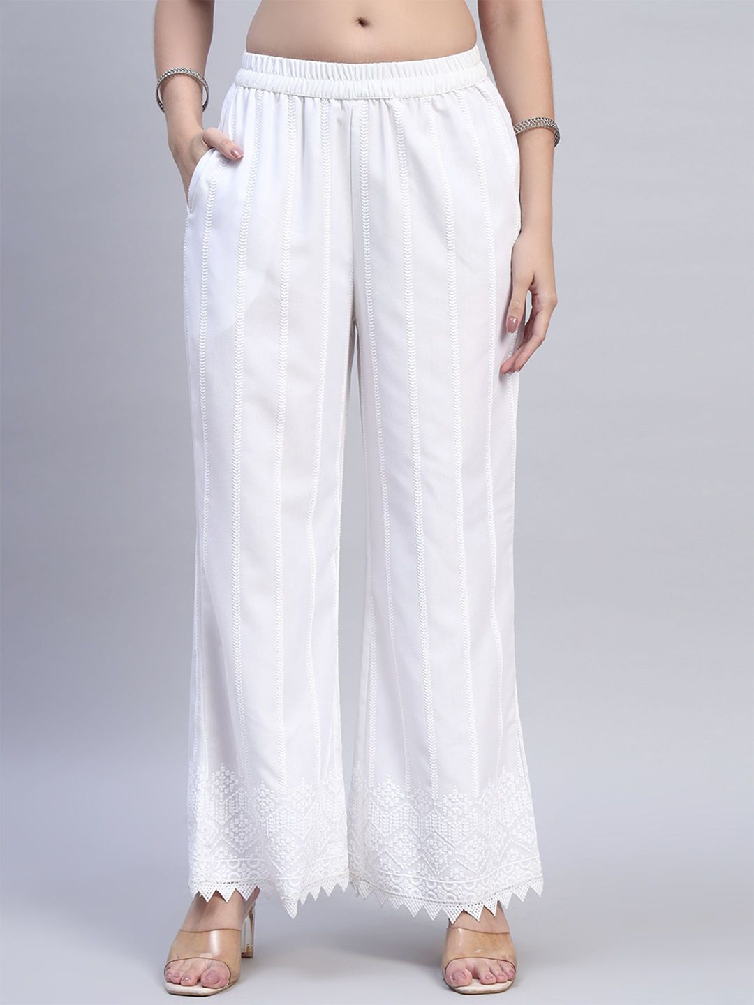 Shopping Queen Women Embroidered Cotton Palazzos-image-49