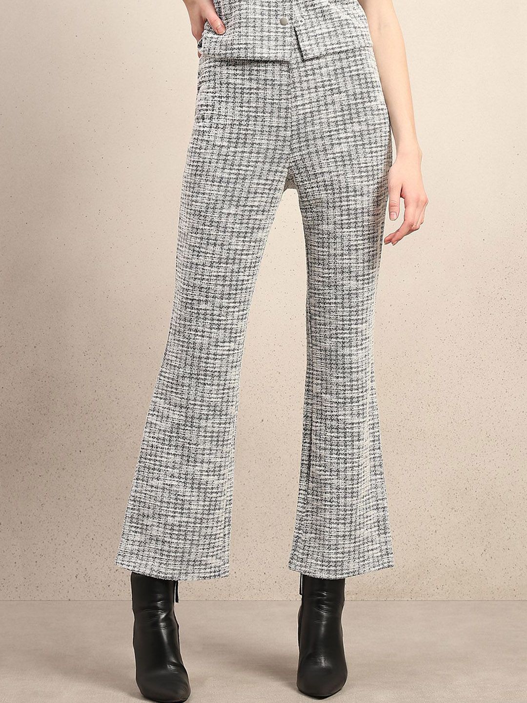 Vero Moda Women Checked Bootcut High-Rise Trousers-picture-42