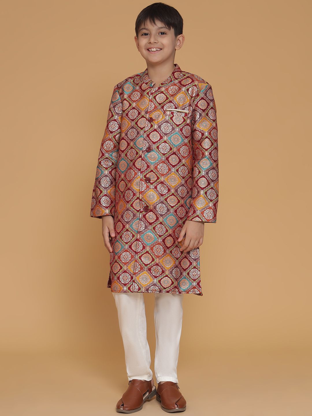 PICCOLO Boys Woven Design Kurta with Pyjamas