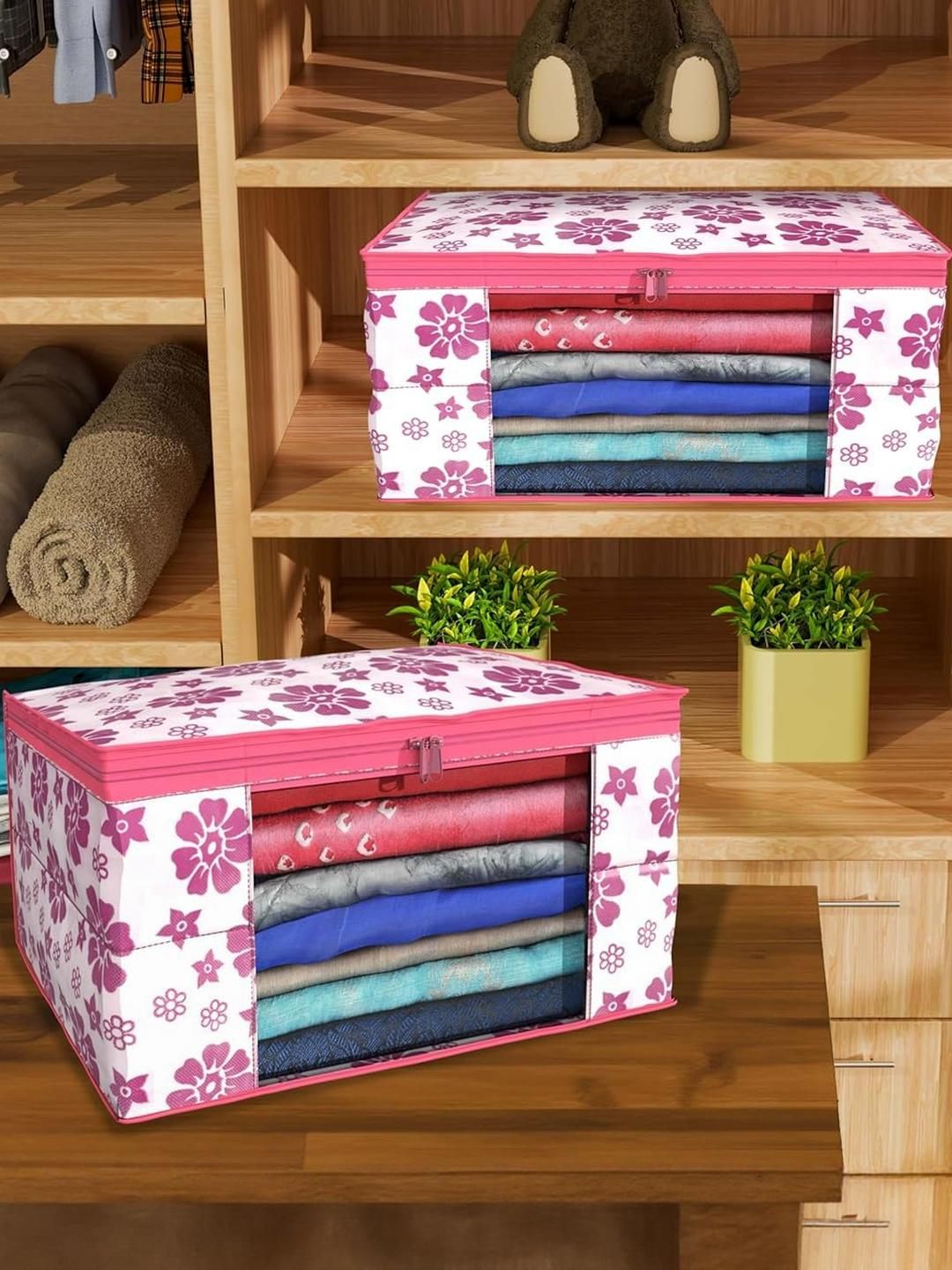 AMAK INC Pink Fabric Multi-Utility Wardrobe Organisers-picture-41
