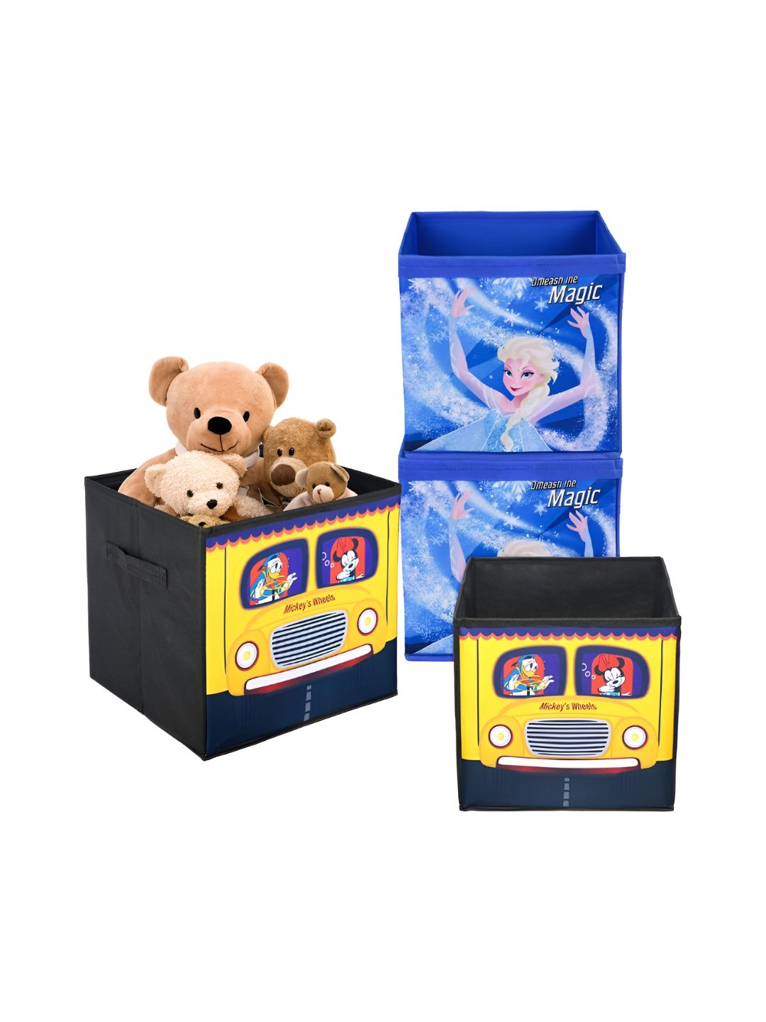 YK Yellow & Blue 4 Pieces Printed Storage Box Organisers-picture-15