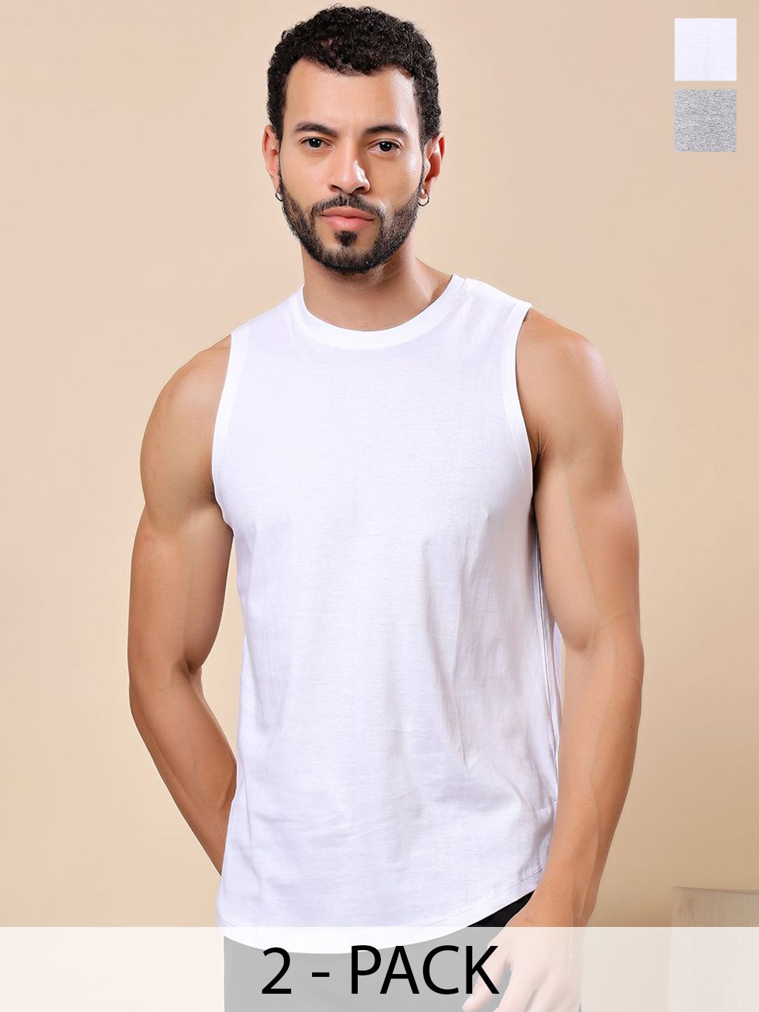 Friskers Pack Of 2 Pure Cotton Round Neck Gym Vests 200725AE-02-04-picture-38