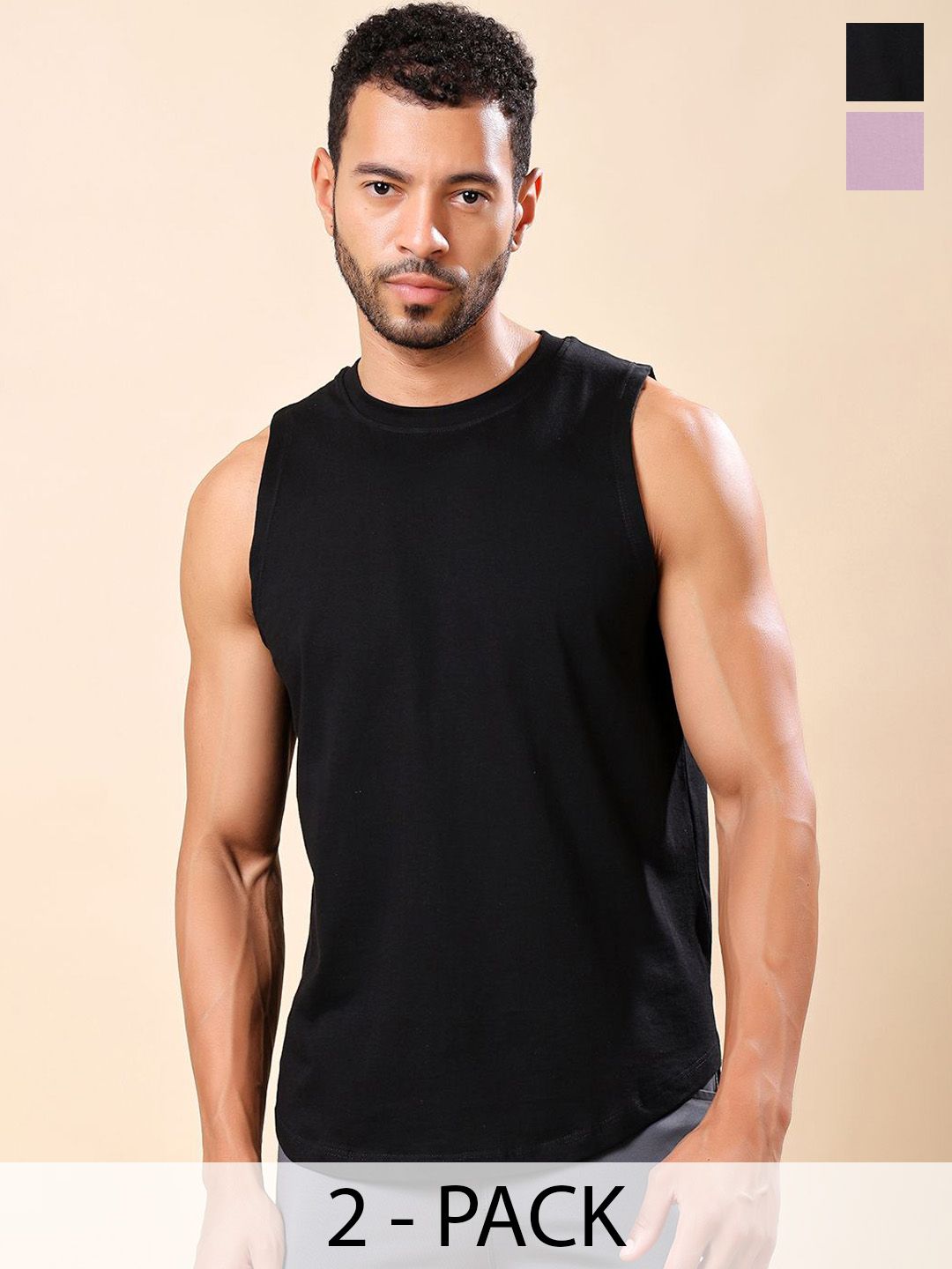Friskers Pack Of 2 Pure Cotton Round Neck Gym Vests 200725AE-01-16-picture-11