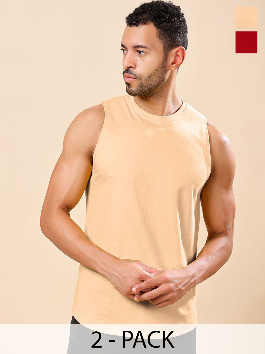 Friskers Pack Of 2 Pure Cotton Round Neck Gym Vests 200725AE-03-32-picture-12