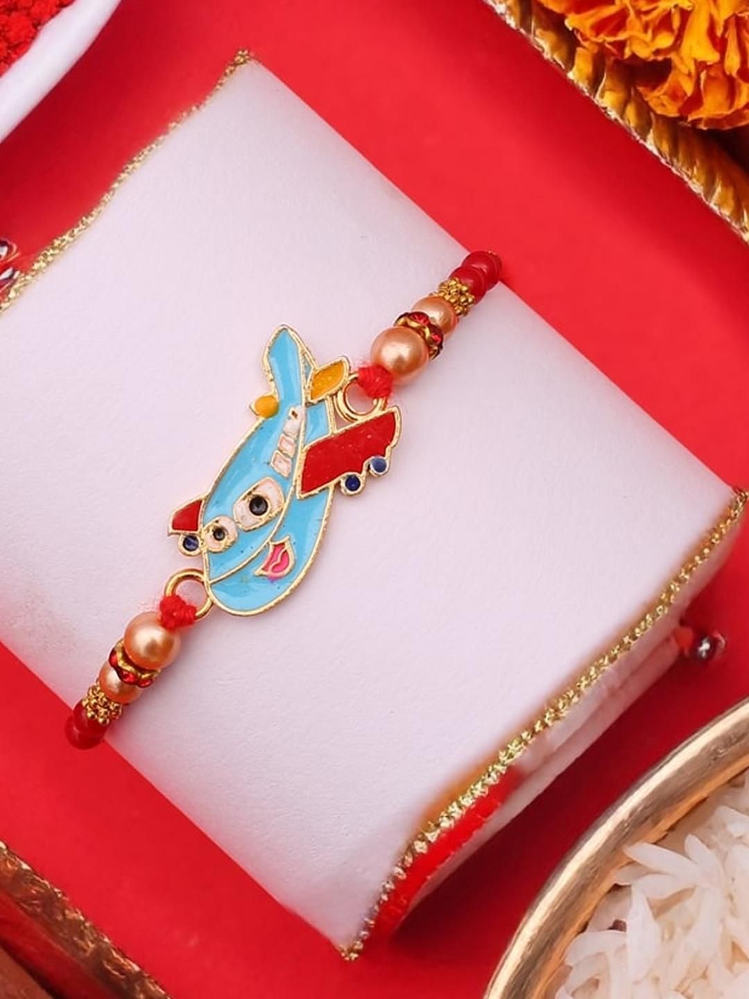 Ziory Kids Aeroplane Rakhi with Roli and Chawal-picture-10